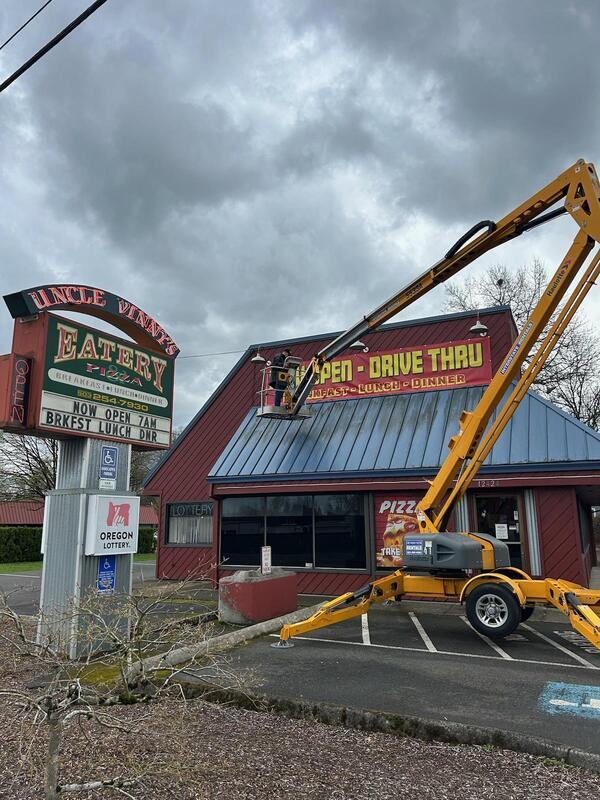 Boom lift crew on site